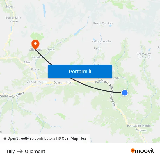 Tilly to Ollomont map
