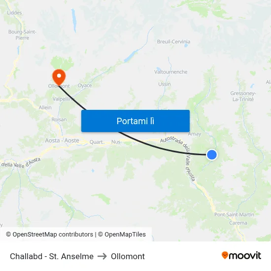 Challabd - St. Anselme to Ollomont map