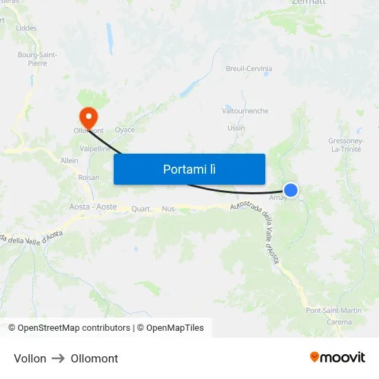 Vollon to Ollomont map