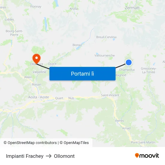 Impianti Frachey to Ollomont map