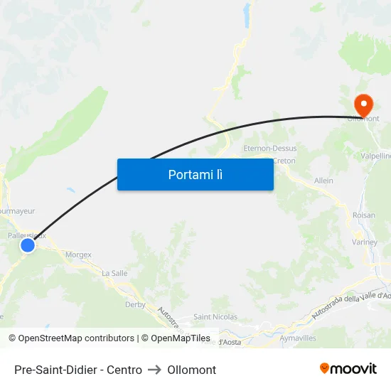 Pre-Saint-Didier - Centro to Ollomont map