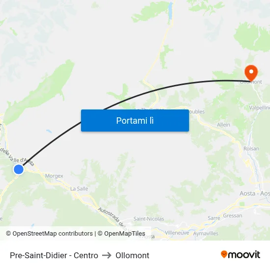 Pre-Saint-Didier - Centro to Ollomont map
