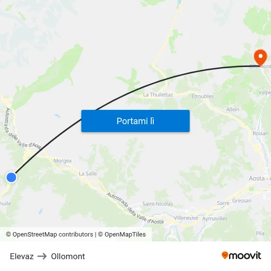 Elevaz to Ollomont map