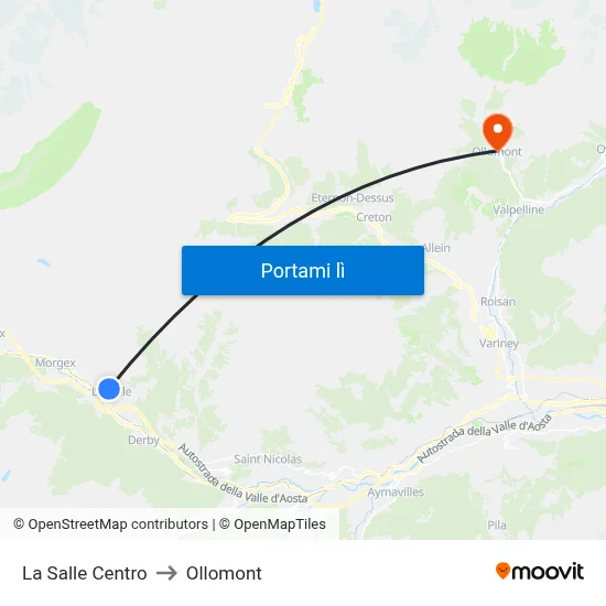 La Salle Centro to Ollomont map