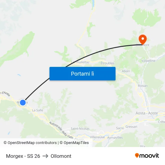 Morgex - SS 26 to Ollomont map