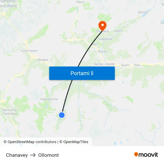 Chanavey to Ollomont map