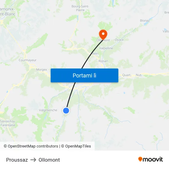 Proussaz to Ollomont map