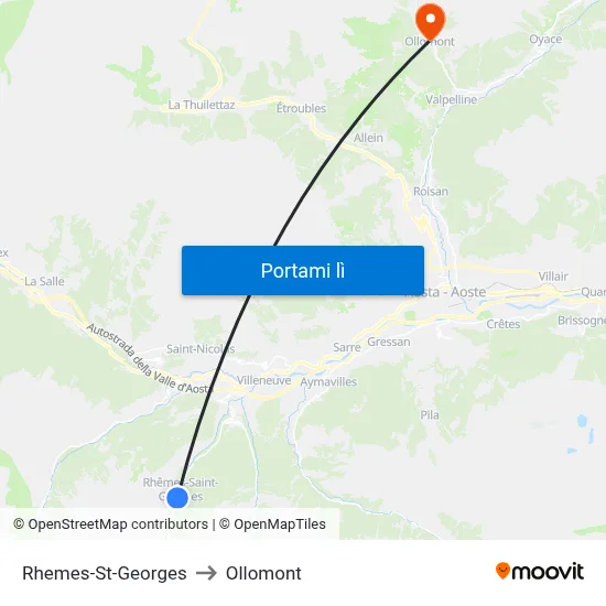 Rhemes-St-Georges to Ollomont map