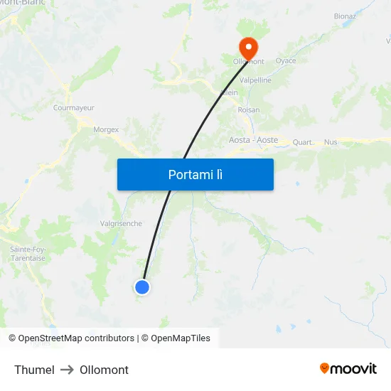 Thumel to Ollomont map