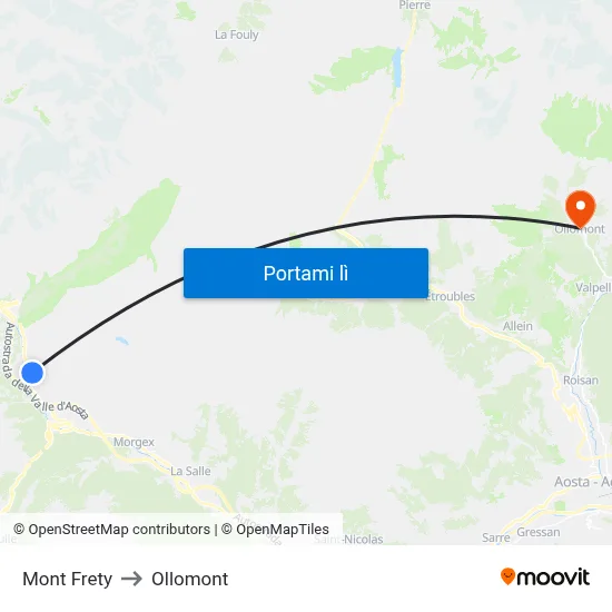 Mont Frety to Ollomont map