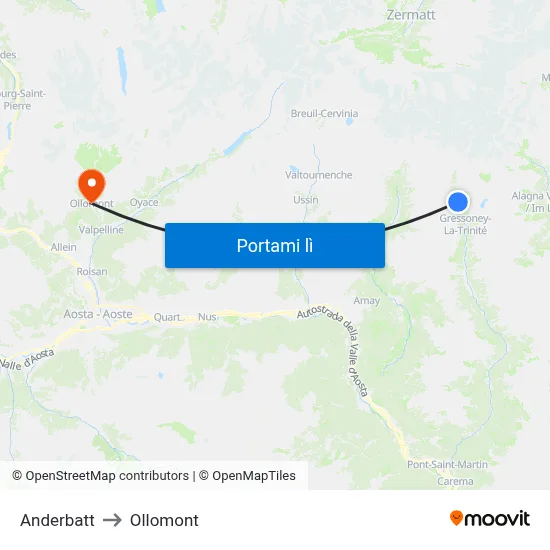 Anderbatt to Ollomont map