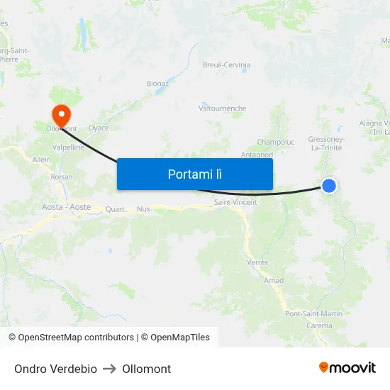 Ondro Verdebio to Ollomont map