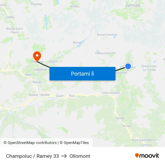 Champoluc / Ramey 33 to Ollomont map