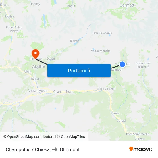 Champoluc / Chiesa to Ollomont map