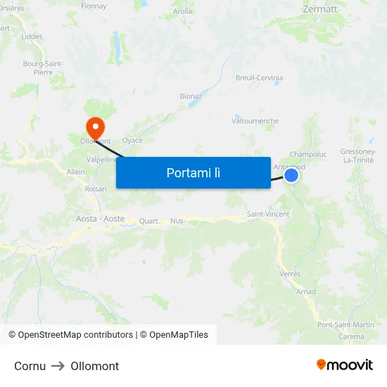 Cornu to Ollomont map