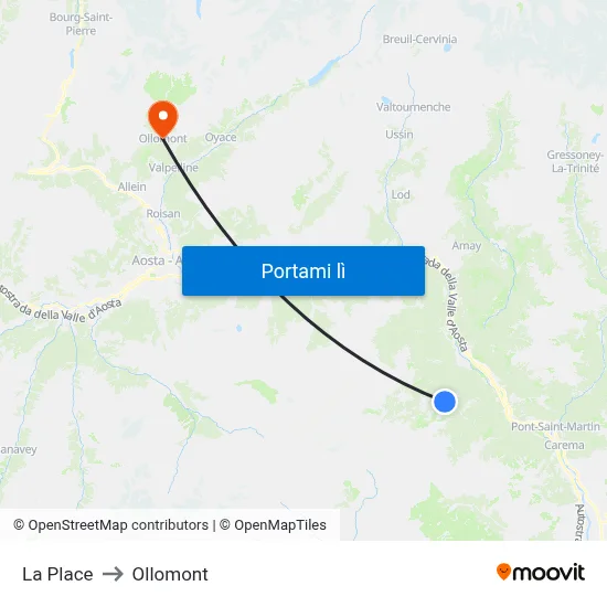 La Place to Ollomont map