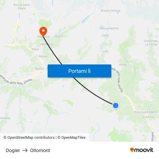 Dogier to Ollomont map