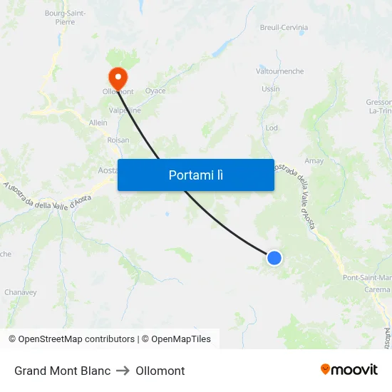 Grand Mont Blanc to Ollomont map