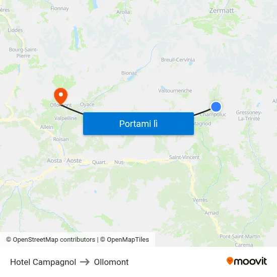 Hotel Campagnol to Ollomont map