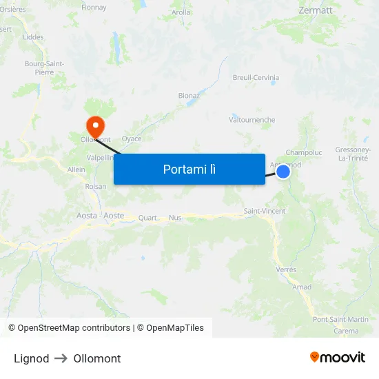 Lignod to Ollomont map