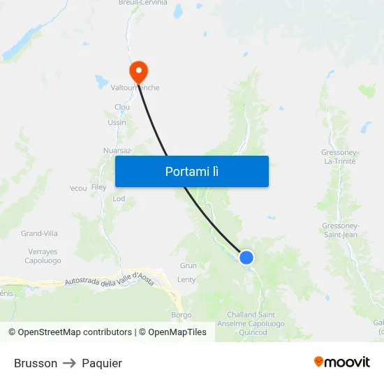Brusson to Paquier map
