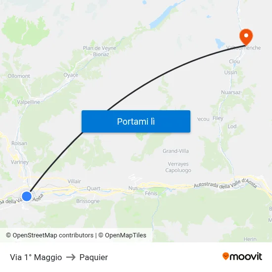 Via 1° Maggio to Paquier map