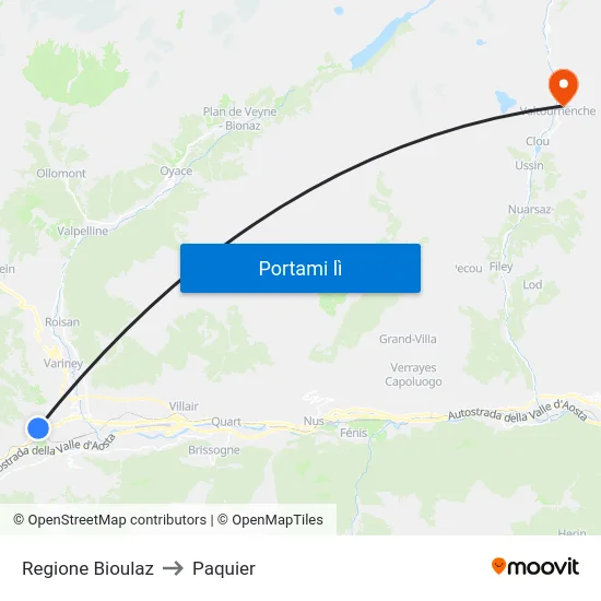 Regione Bioulaz to Paquier map