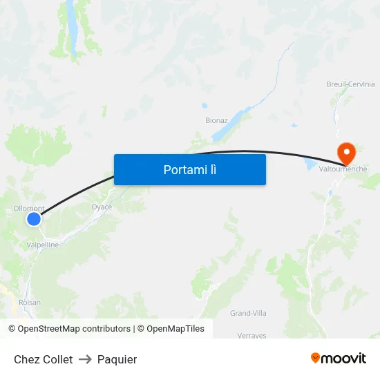 Chez Collet to Paquier map