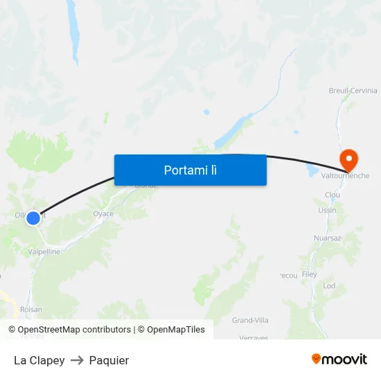 La Clapey to Paquier map