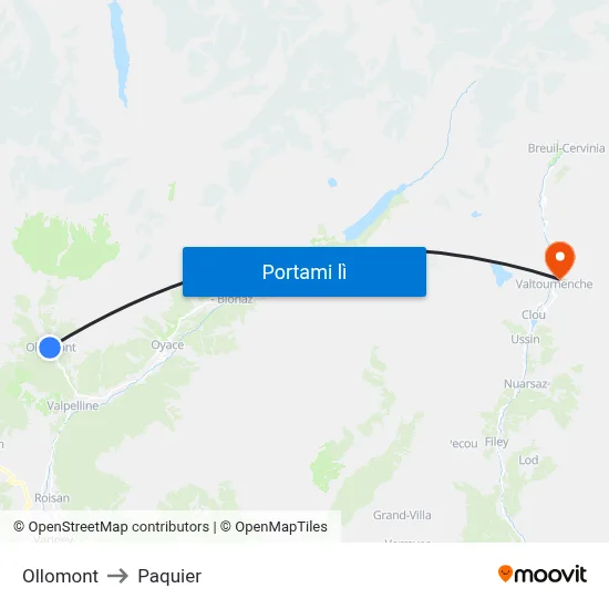 Ollomont to Paquier map