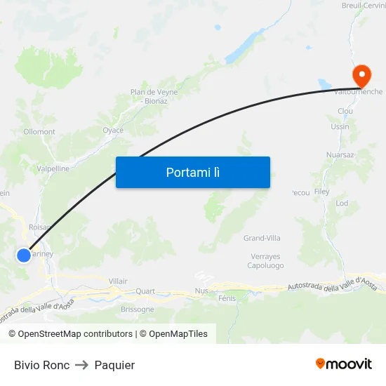 Bivio Ronc to Paquier map