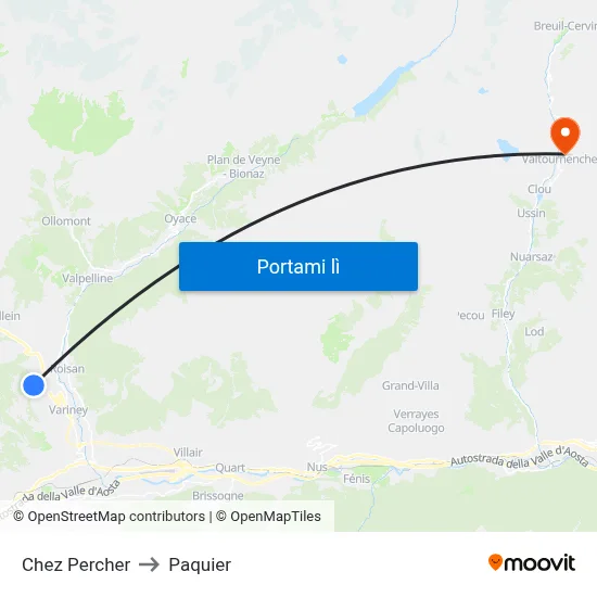 Chez Percher to Paquier map