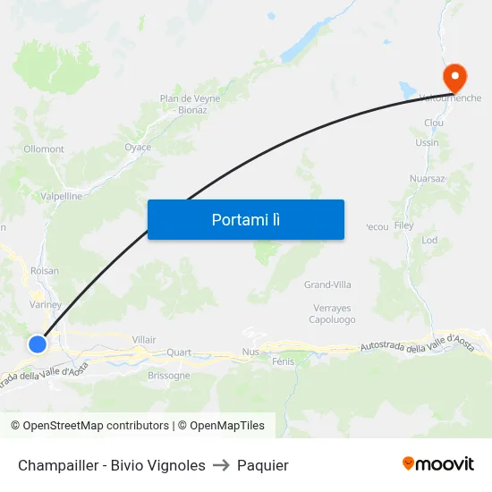 Champailler - Bivio Vignoles to Paquier map
