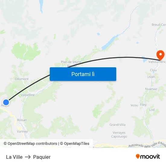 La Ville to Paquier map