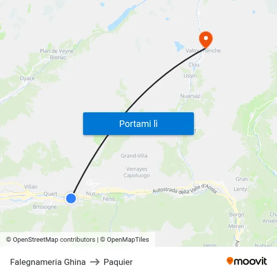 Falegnameria Ghina to Paquier map