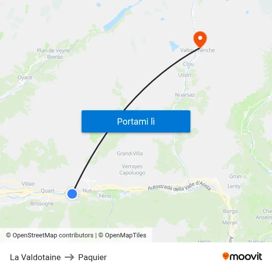 La Valdotaine to Paquier map