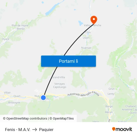 Fenis - M.A.V. to Paquier map