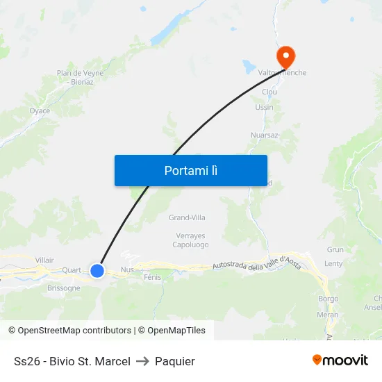 Ss26 - Bivio St. Marcel to Paquier map