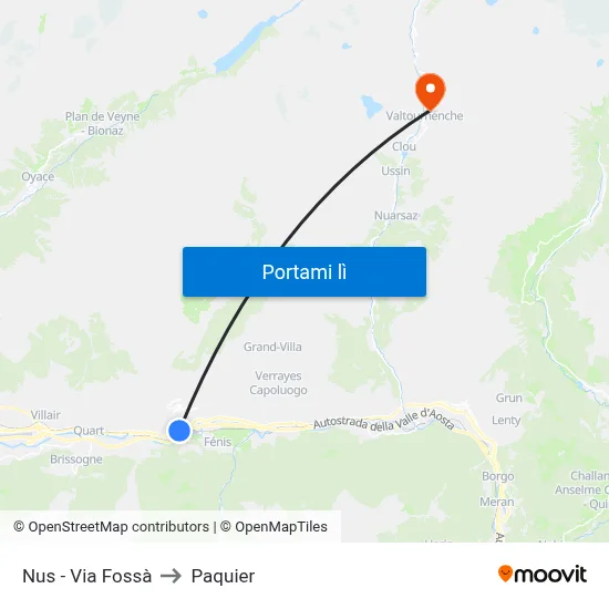 Nus - Via Fossà to Paquier map