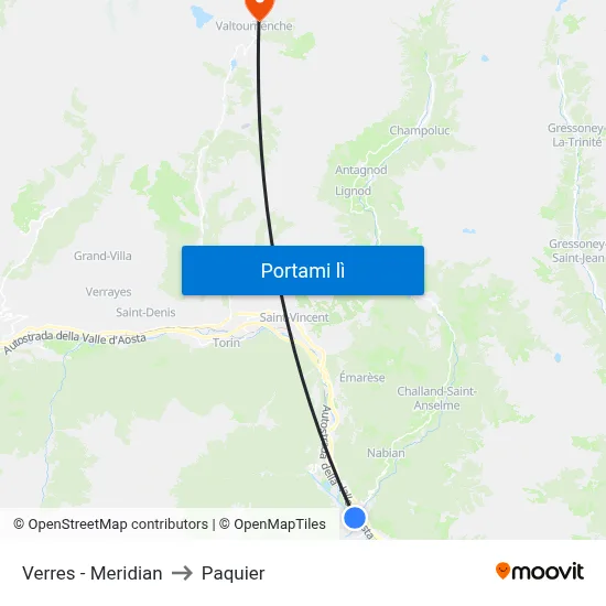 Verres - Meridian to Paquier map