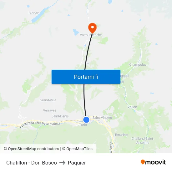 Chatillon - Don Bosco to Paquier map