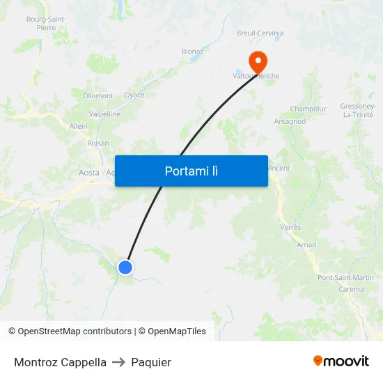 Montroz Cappella to Paquier map