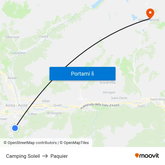 Camping Soleil to Paquier map