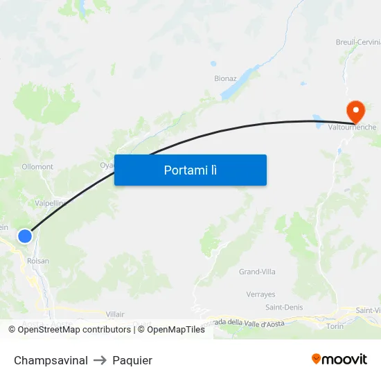 Champsavinal to Paquier map