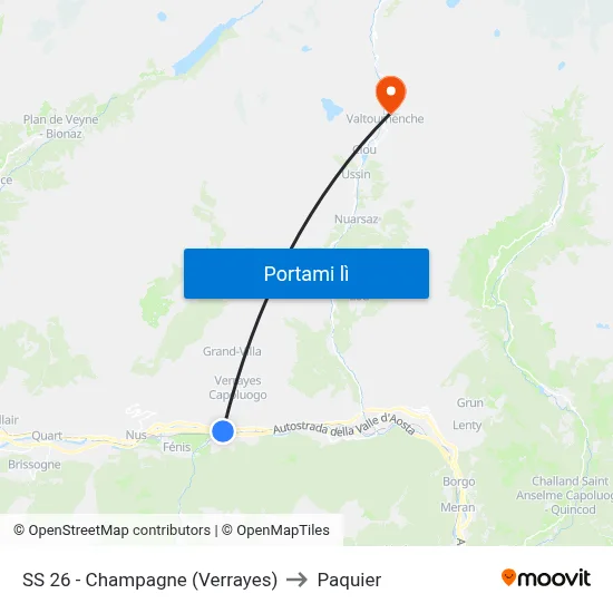 SS 26 - Champagne (Verrayes) to Paquier map