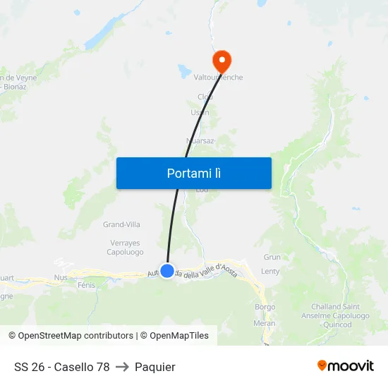 SS 26 - Casello 78 to Paquier map