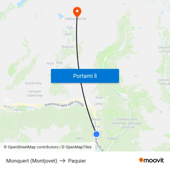 Monquert (Montjovet) to Paquier map