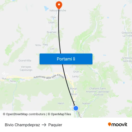 Bivio Champdepraz to Paquier map