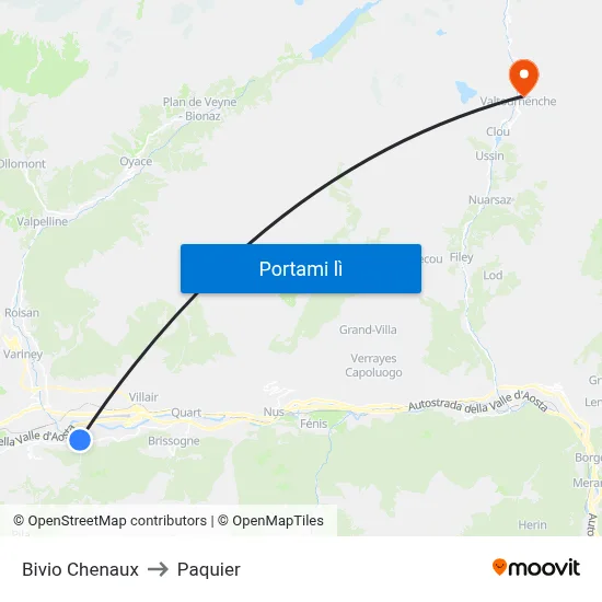 Bivio Chenaux to Paquier map