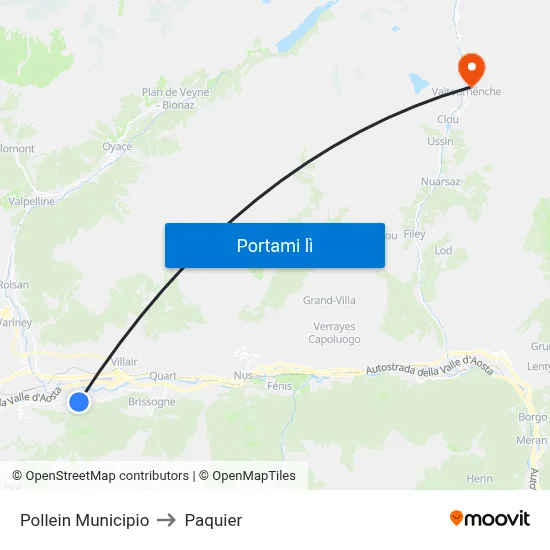 Pollein Municipio to Paquier map